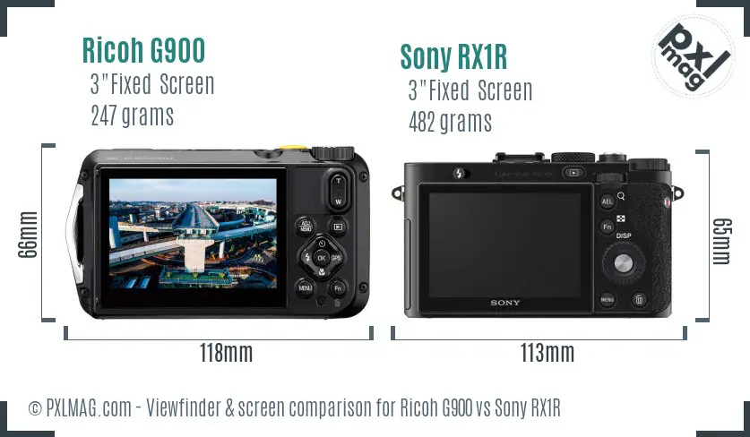 Ricoh G900 vs Sony RX1R Screen and Viewfinder comparison