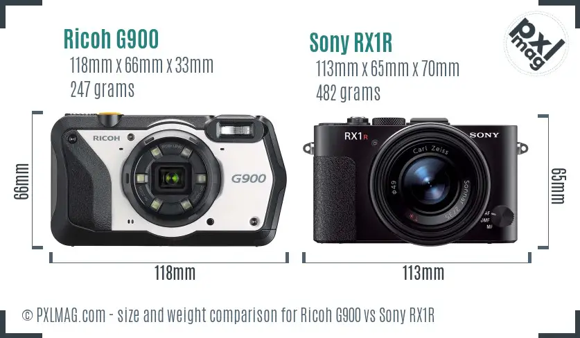 Ricoh G900 vs Sony RX1R size comparison