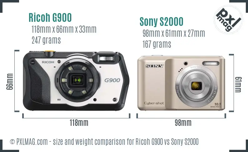 Ricoh G900 vs Sony S2000 size comparison