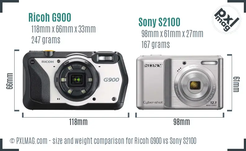 Ricoh G900 vs Sony S2100 size comparison