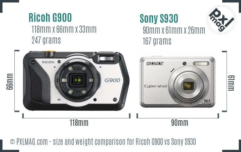 Ricoh G900 vs Sony S930 size comparison