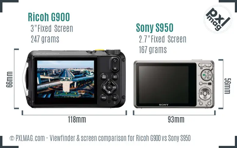 Ricoh G900 vs Sony S950 Screen and Viewfinder comparison