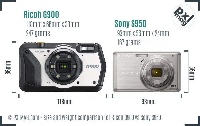 Ricoh G900 vs Sony S950 size comparison