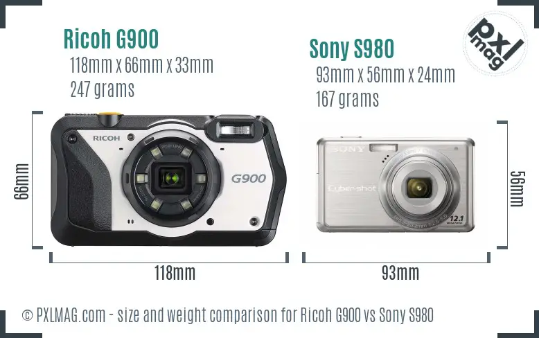 Ricoh G900 vs Sony S980 size comparison