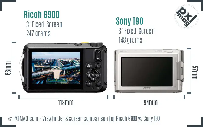 Ricoh G900 vs Sony T90 Screen and Viewfinder comparison