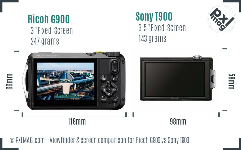 Ricoh G900 vs Sony T900 Screen and Viewfinder comparison