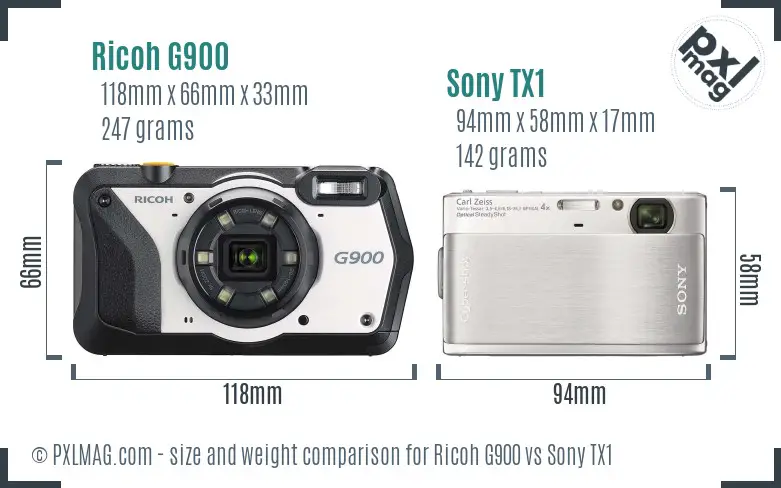 Ricoh G900 vs Sony TX1 size comparison
