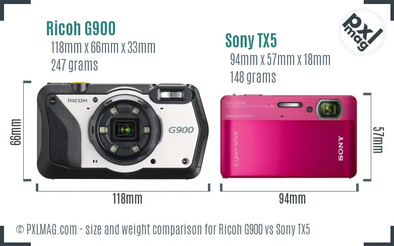 Ricoh G900 vs Sony TX5 size comparison