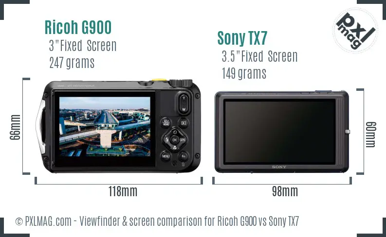 Ricoh G900 vs Sony TX7 Screen and Viewfinder comparison