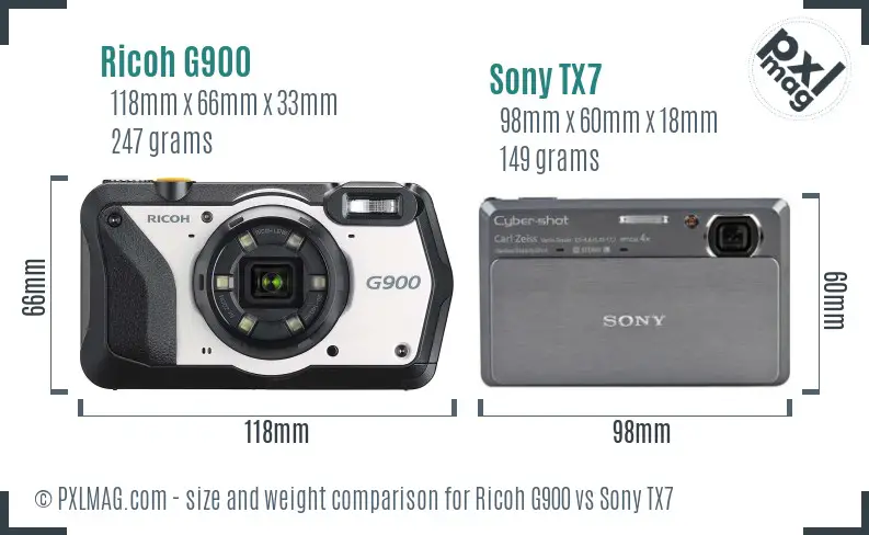 Ricoh G900 vs Sony TX7 size comparison