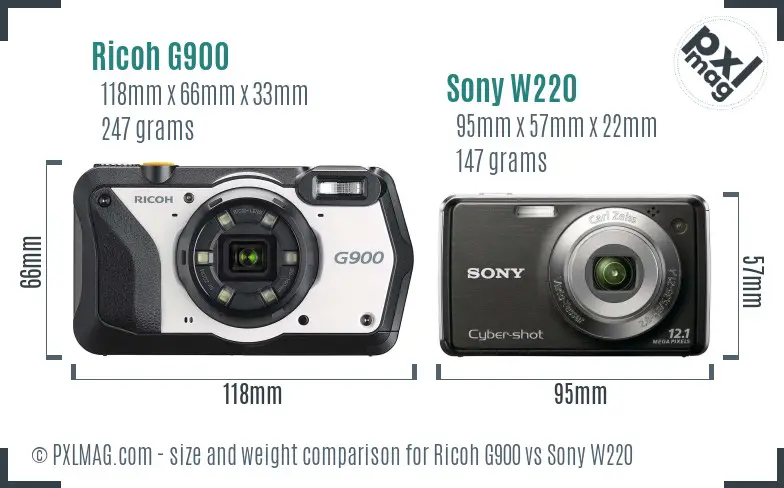 Ricoh G900 vs Sony W220 size comparison