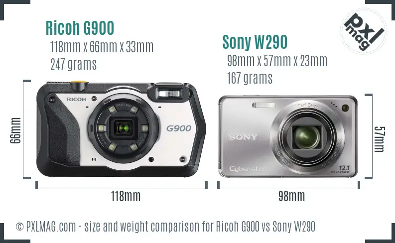 Ricoh G900 vs Sony W290 size comparison