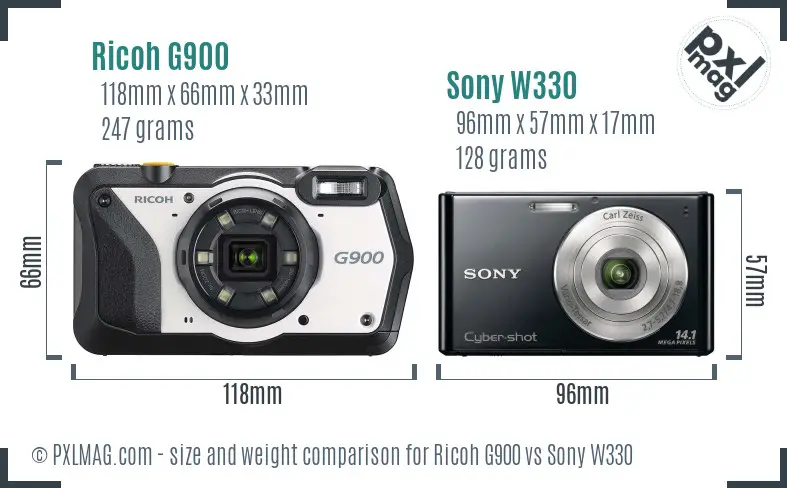 Ricoh G900 vs Sony W330 size comparison
