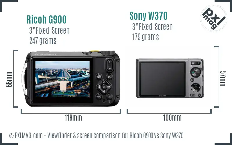 Ricoh G900 vs Sony W370 Screen and Viewfinder comparison