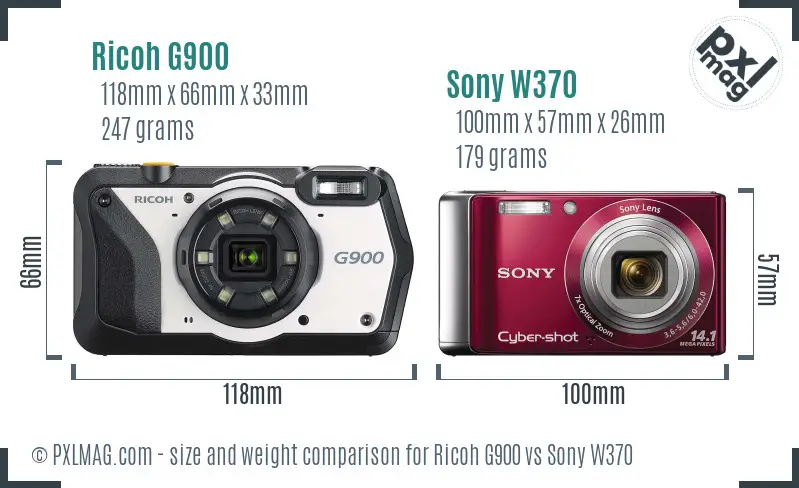 Ricoh G900 vs Sony W370 size comparison