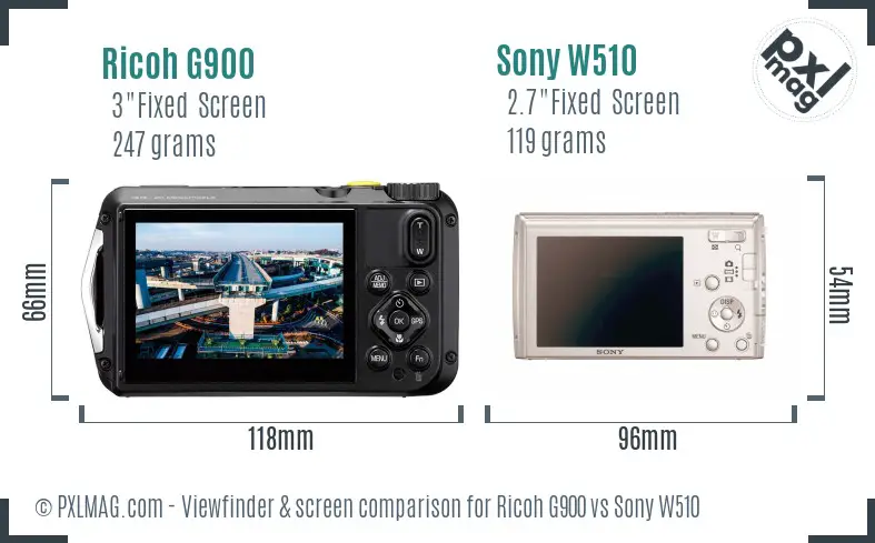 Ricoh G900 vs Sony W510 Screen and Viewfinder comparison