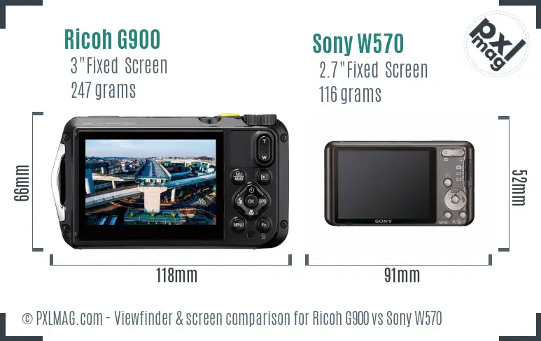 Ricoh G900 vs Sony W570 Screen and Viewfinder comparison