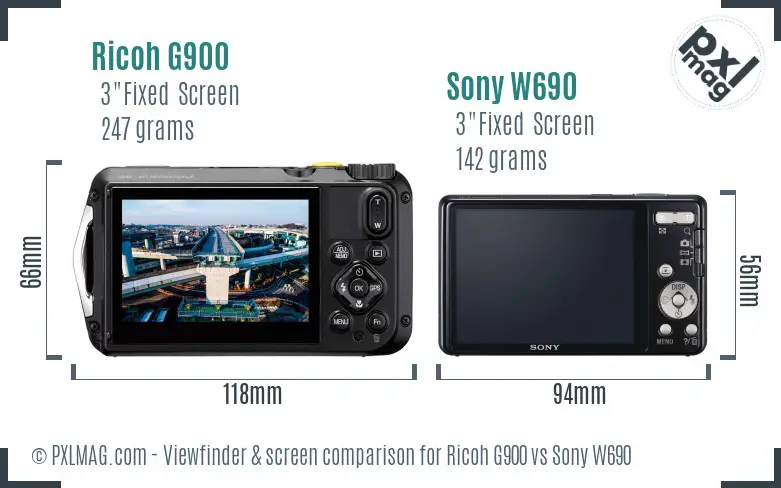 Ricoh G900 vs Sony W690 Screen and Viewfinder comparison