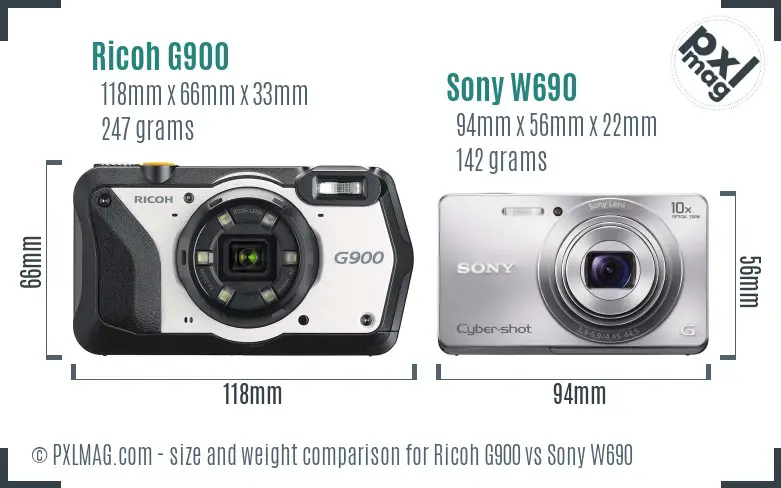 Ricoh G900 vs Sony W690 size comparison