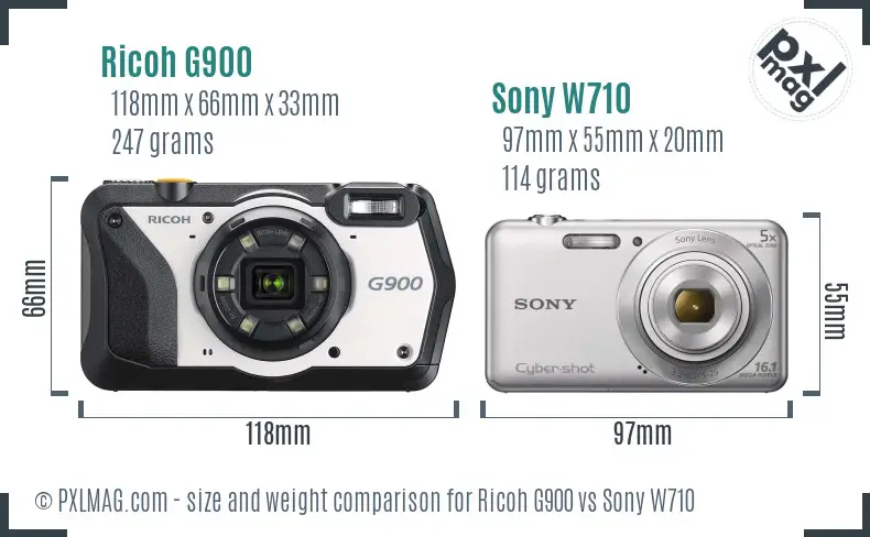 Ricoh G900 vs Sony W710 size comparison