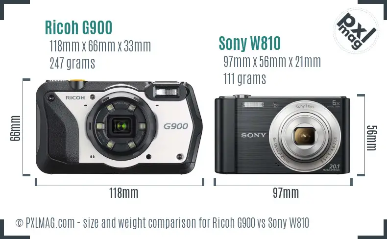 Ricoh G900 vs Sony W810 size comparison