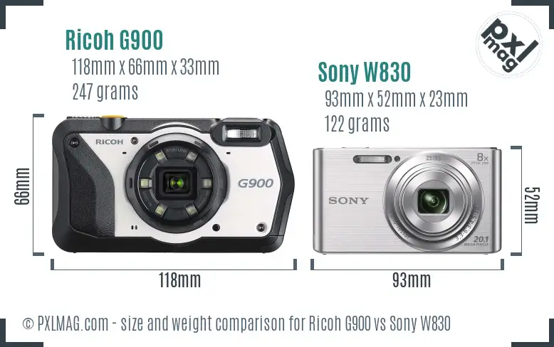 Ricoh G900 vs Sony W830 size comparison