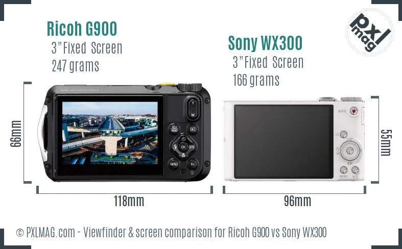 Ricoh G900 vs Sony WX300 Screen and Viewfinder comparison