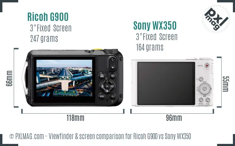 Ricoh G900 vs Sony WX350 Screen and Viewfinder comparison