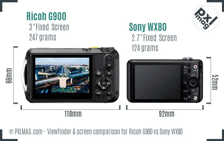 Ricoh G900 vs Sony WX80 Screen and Viewfinder comparison