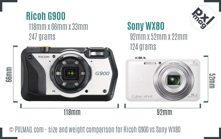 Ricoh G900 vs Sony WX80 size comparison