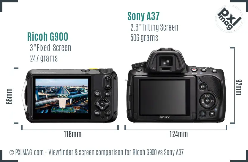 Ricoh G900 vs Sony A37 Screen and Viewfinder comparison