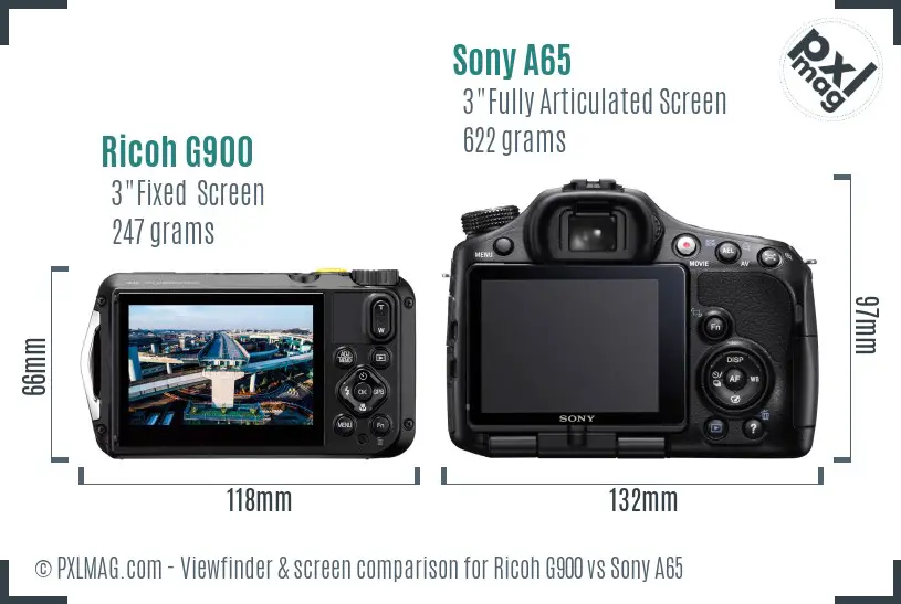 Ricoh G900 vs Sony A65 Screen and Viewfinder comparison
