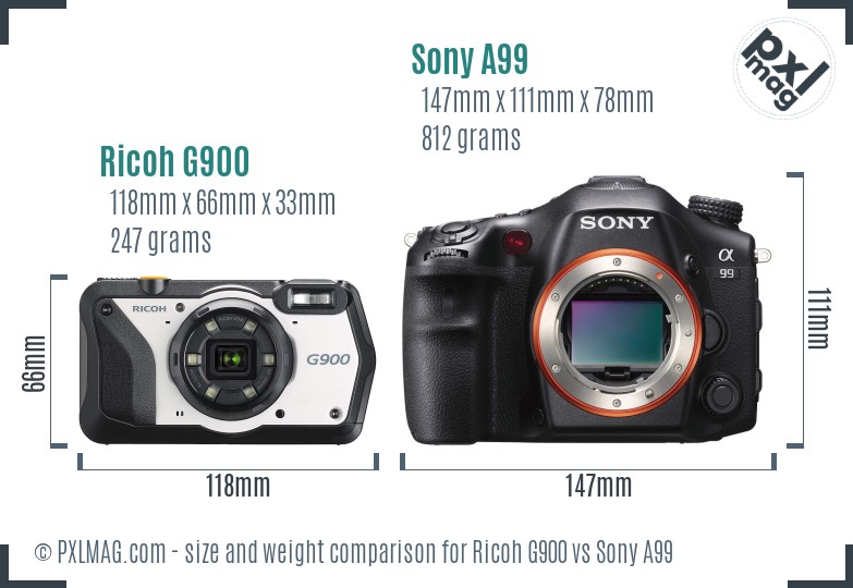 Ricoh G900 vs Sony A99 size comparison