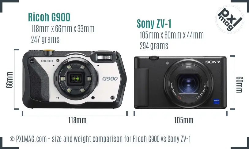 Ricoh G900 vs Sony ZV-1 size comparison