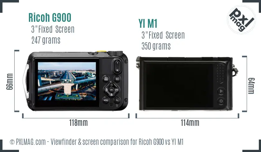 Ricoh G900 vs YI M1 Screen and Viewfinder comparison