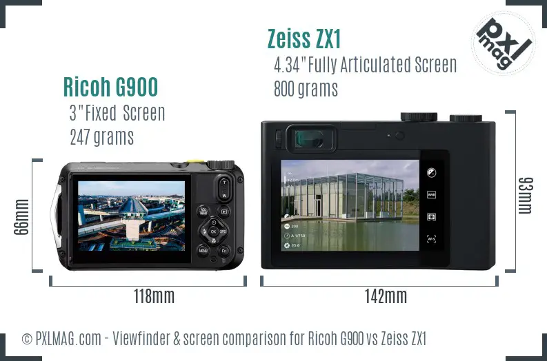 Ricoh G900 vs Zeiss ZX1 Screen and Viewfinder comparison