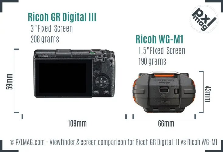 Ricoh GR Digital III vs Ricoh WG-M1 Screen and Viewfinder comparison