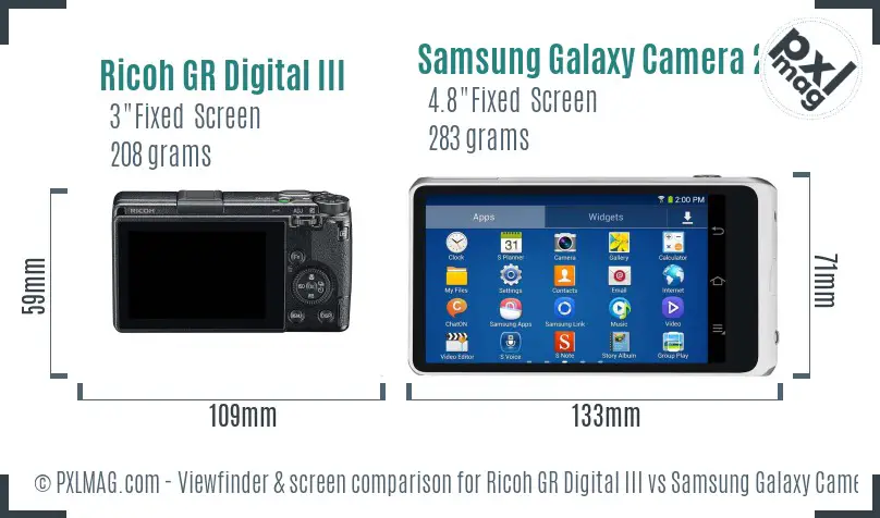 Ricoh GR Digital III vs Samsung Galaxy Camera 2 Screen and Viewfinder comparison