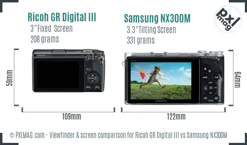 Ricoh GR Digital III vs Samsung NX300M Screen and Viewfinder comparison