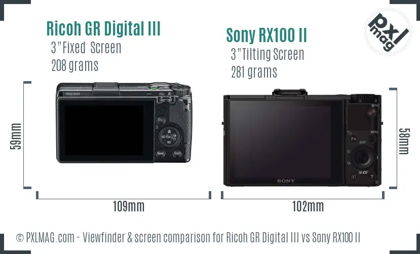 Ricoh GR Digital III vs Sony RX100 II Screen and Viewfinder comparison Ricoh GR Digital III vs Sony RX100 II Screen and Viewfinder comparison