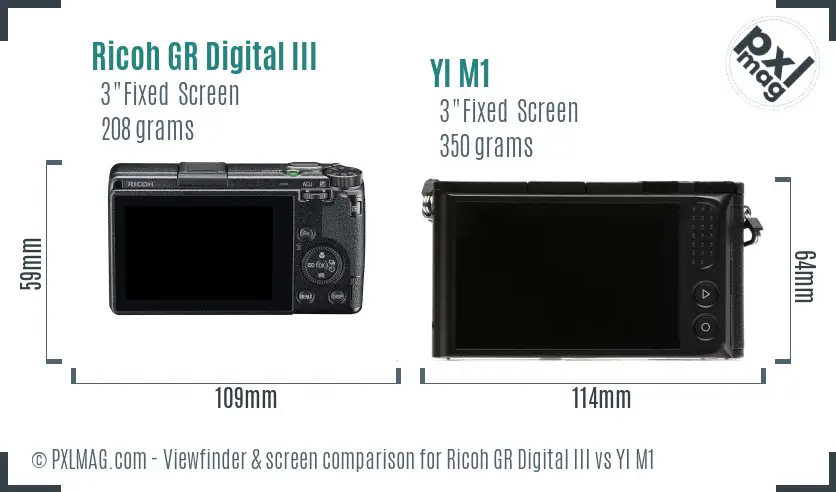 Ricoh GR Digital III vs YI M1 Screen and Viewfinder comparison