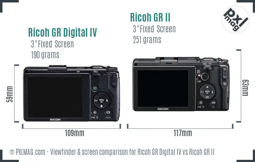 Ricoh GR Digital IV vs Ricoh GR II Screen and Viewfinder comparison