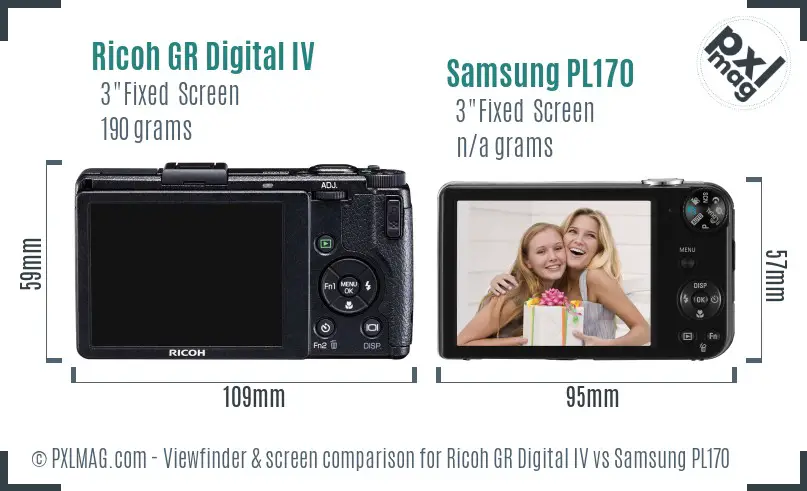 Ricoh GR Digital IV vs Samsung PL170 Screen and Viewfinder comparison Ricoh GR Digital IV vs Samsung PL170 Screen and Viewfinder comparison