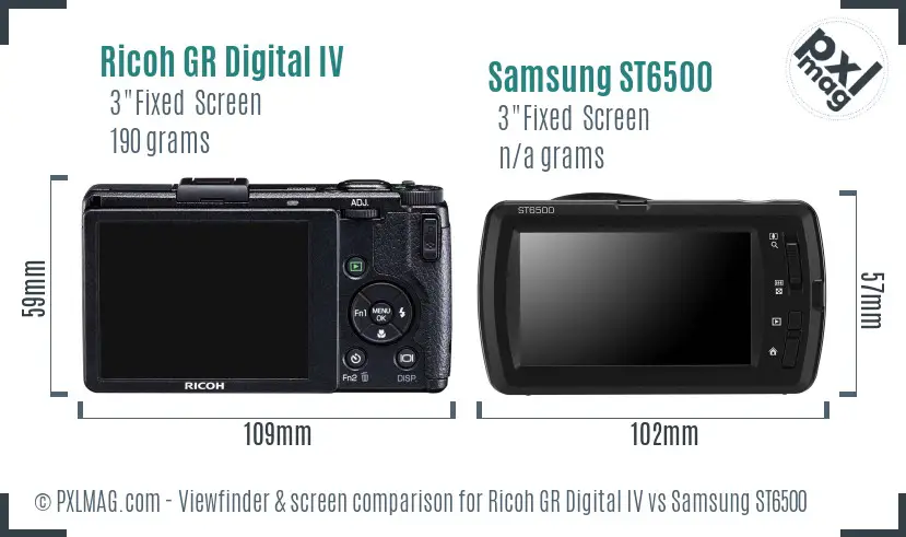 Ricoh GR Digital IV vs Samsung ST6500 Screen and Viewfinder comparison