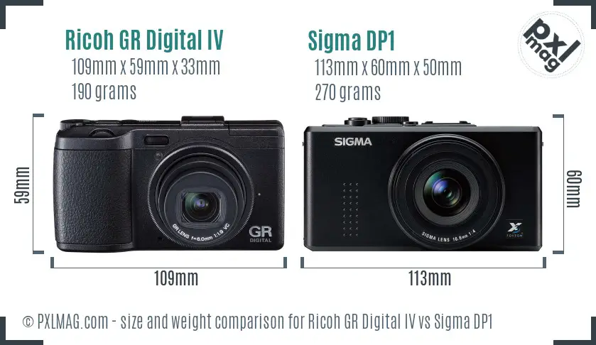 Ricoh GR Digital IV vs Sigma DP1 size comparison