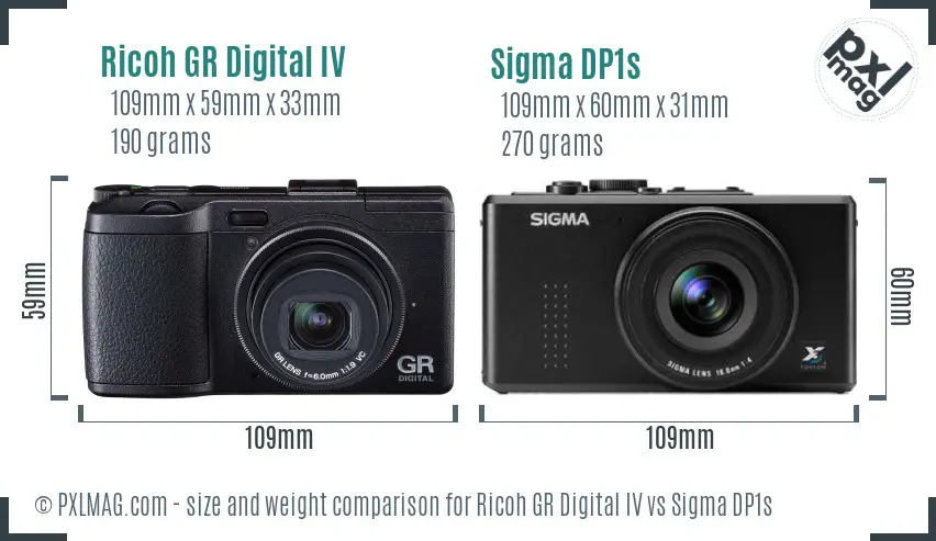 Ricoh GR Digital IV vs Sigma DP1s size comparison