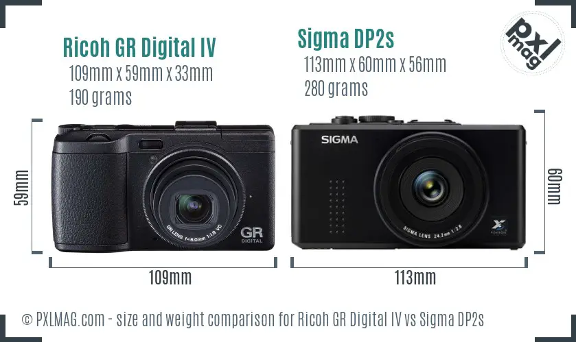 Ricoh GR Digital IV vs Sigma DP2s size comparison