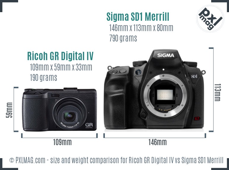 Ricoh GR Digital IV vs Sigma SD1 Merrill size comparison