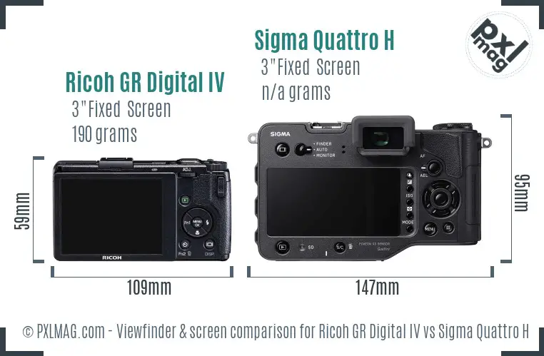 Ricoh GR Digital IV vs Sigma Quattro H Screen and Viewfinder comparison
