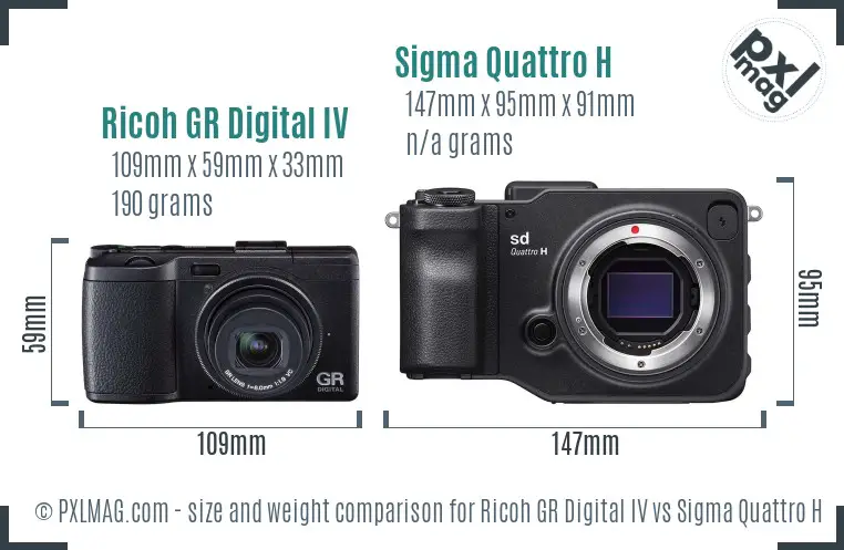 Ricoh GR Digital IV vs Sigma Quattro H size comparison